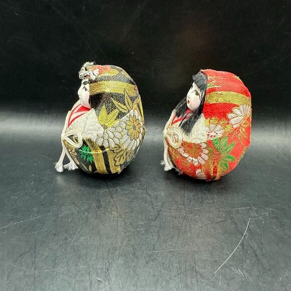 Vintage Japanese Dolls Daruma Hime Ningyo Pair Empress Jingu Hand painted - Picture 4 of 11